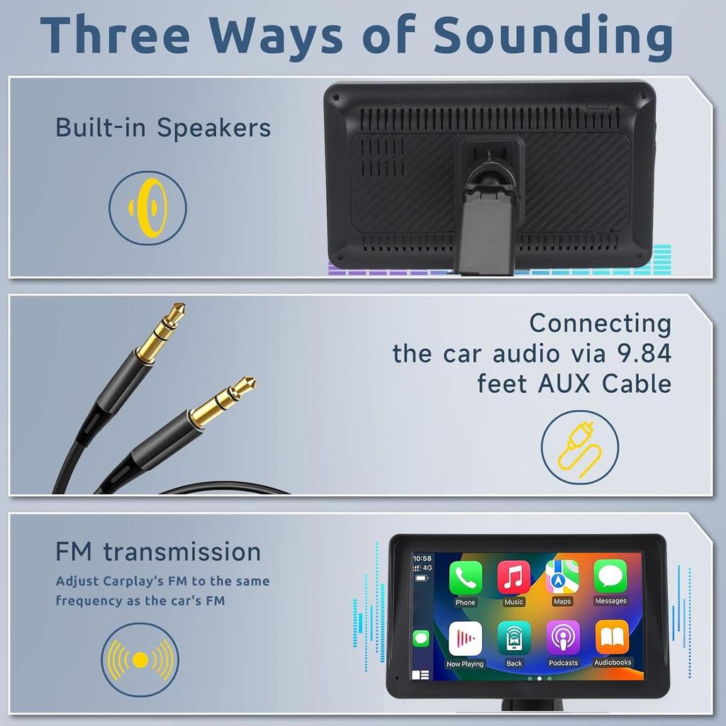 Новейшая портативная автомагнитола 2024 года, беспроводной CarPlay и Android Auto, автомобильный CarPlay с креплением на приборную панель