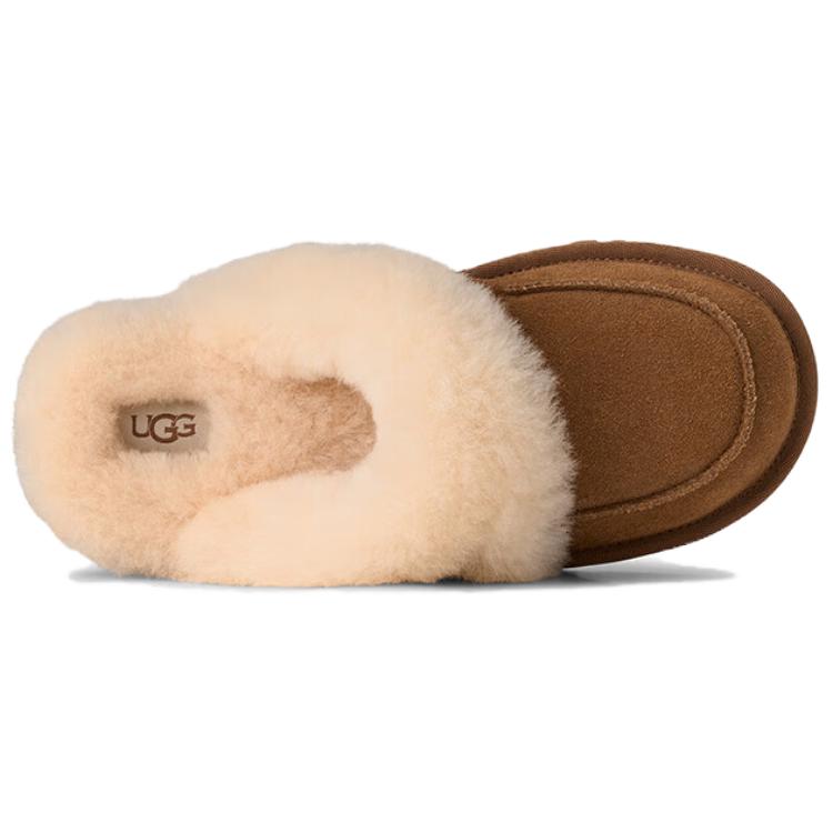 UGG Loria Fur Удобные Простые Шлепанцы с Открытым Носком Женские тапочки 1174571-CHE