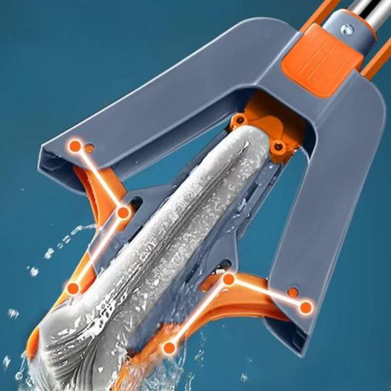 Швабра с 2 супервпитывающими губками, сменными стержнями для швабры, длинная ручка, эргономичный дизайн, маленькая самосжимающаяся швабра для чистки пола