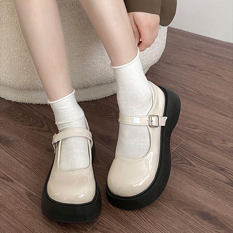 Универсальные туфли-лодочки с круглым носком в британском стиле, на платформе, из маленькой кожи, женские, новая коллекция осень 2025, французские ретро туфли Мэри Джейн
