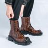 Мужские ретро панк ботинки на платформе с толстой подошвой, крутые ботинки на лифте, черные, коричневые, мотоциклетные ботинки, высокие ботинки