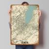 Geneva City Map Metal Signs Map Poster Decoration Bedroom Custom Tinplate Sign for Wall Art Decoration Vintage Home Decor Items