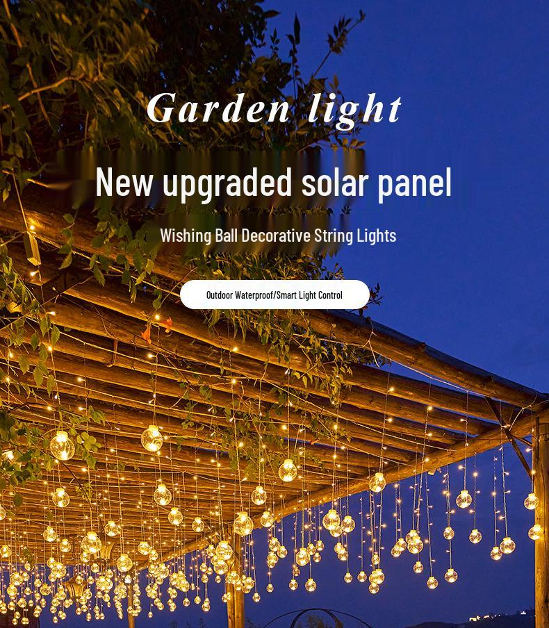 Водонепроницаемые солнечные гирлянды в виде шаров желаний для украшения патио, сада или балкона