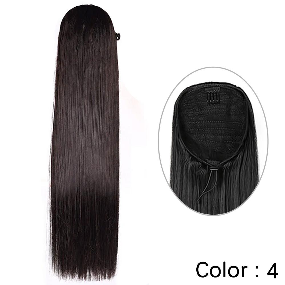 LISI HAIR Синтетические длинные прямые волосы для наращивания хвоста с зажимом из натуральных волос на шнурке для женщин для наращивания волос