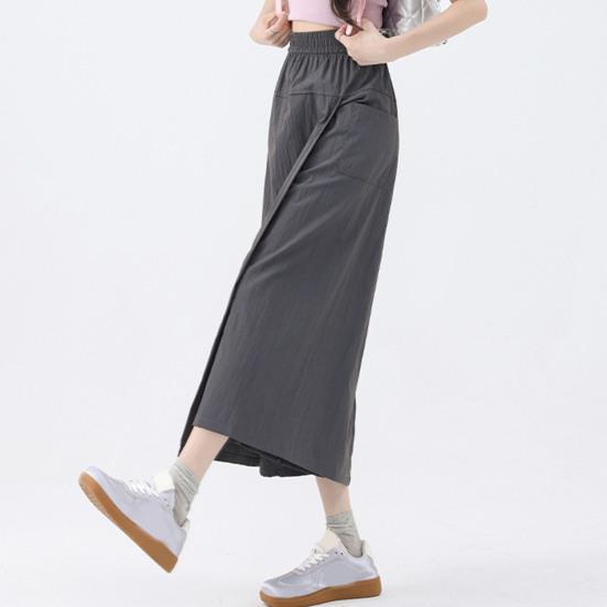 Женские брюки-карго с высокой талией, широкие брюки-юбки с карманами, однотонные летние тонкие брюки для отдыха