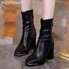 Модные женские ботильоны на высоком каблуке, кожаные туфли, элегантные туфли с острым носком, зимние тренды 2024 года, модные женские готические зимние короткие ботинки Mujer