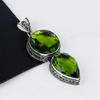 Удивительный кулон с драгоценным камнем Перидот, серебро 925 пробы - Дизайн ручной работы, Ювелирное украшение для повседневной носки, Уникальный кулон с двойным камнем Перидот в подарок
