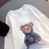 Корейский стиль, большие футболки с 3D принтом, женская футболка, весна-лето, повседневные свободные футболки Kawaii, топы, женская одежда с медведем