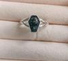 Tiny Coffin Ring, Moss Agate Ring for Women, 925 Solid Silver, Gemstone Handmade Jewelry, Boho Ring, Gift for Her, Minimalist Ring