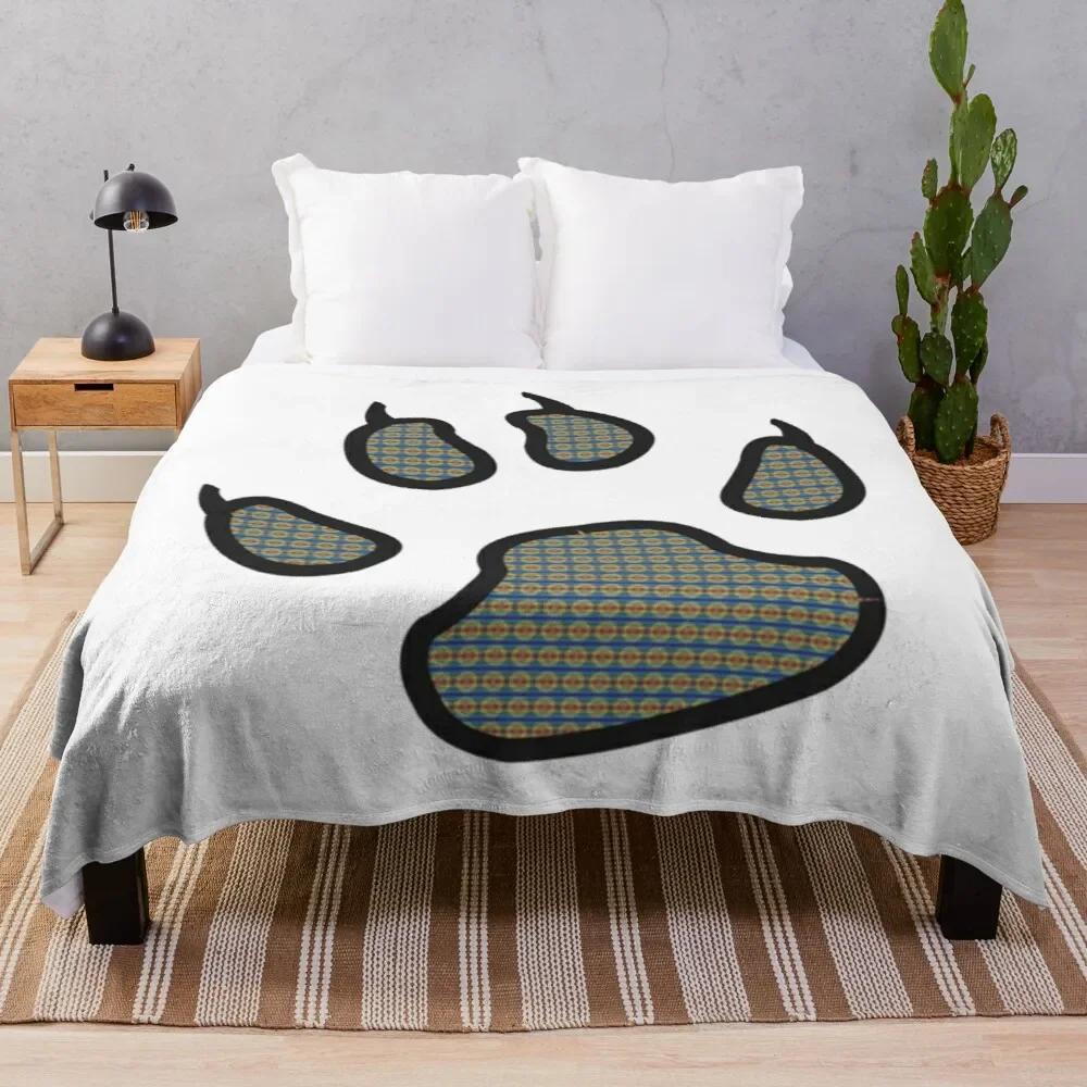 Footprint Flannel Throw Blanket Cute Kawaii Dog Footprint For Kid Girls Gift Lightweight Warm Soft King Queen Size For Couch Bed