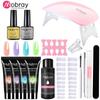 Mobray 15/8/5PCS Poly Extention Gel Set For Manicure Gel Extension Set Color Nail Tip Form Crystal UV Gel Slice Brush Nail Gel