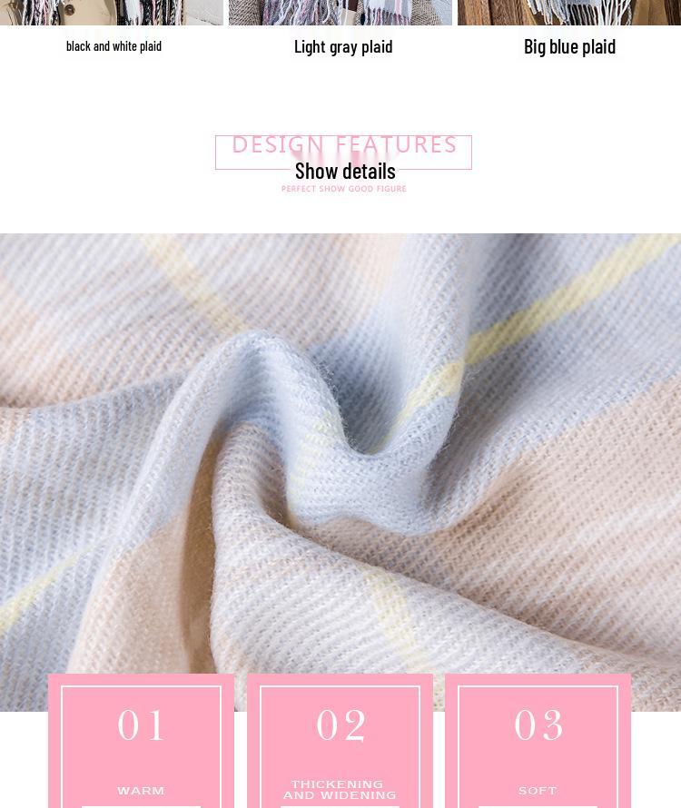 Новый клетчатый шарф в корейском стиле: Теплая, Утолщенная Осенне-Зимняя Шаль для Женщин и Студентов - Милый Утеплитель для Шеи в Стиле Интернет-Знаменитости