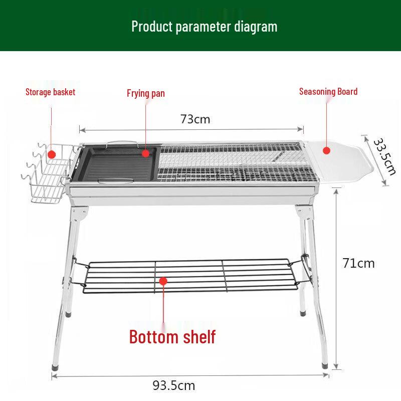 Zhichu Портативный складной угольный BBQ гриль из нержавеющей стали