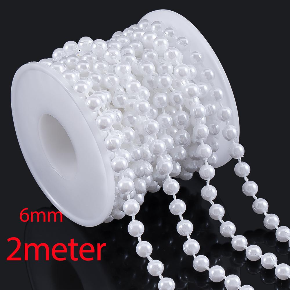 10M 2M ABS Imitation Pearl Star Bead Chain Line Cord Plastic Thread Trim DIY Wedding Party Decor Jewelry Findings Craft Material
