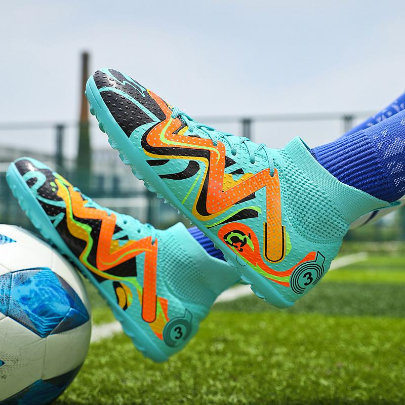 Мужские футбольные бутсы с длинными шипами и высокой лодыжкой, футбольные бутсы AG/TF, детские уличные бутсы для травы, футбольные бутсы, тренировочные спортивные футбольные бутсы