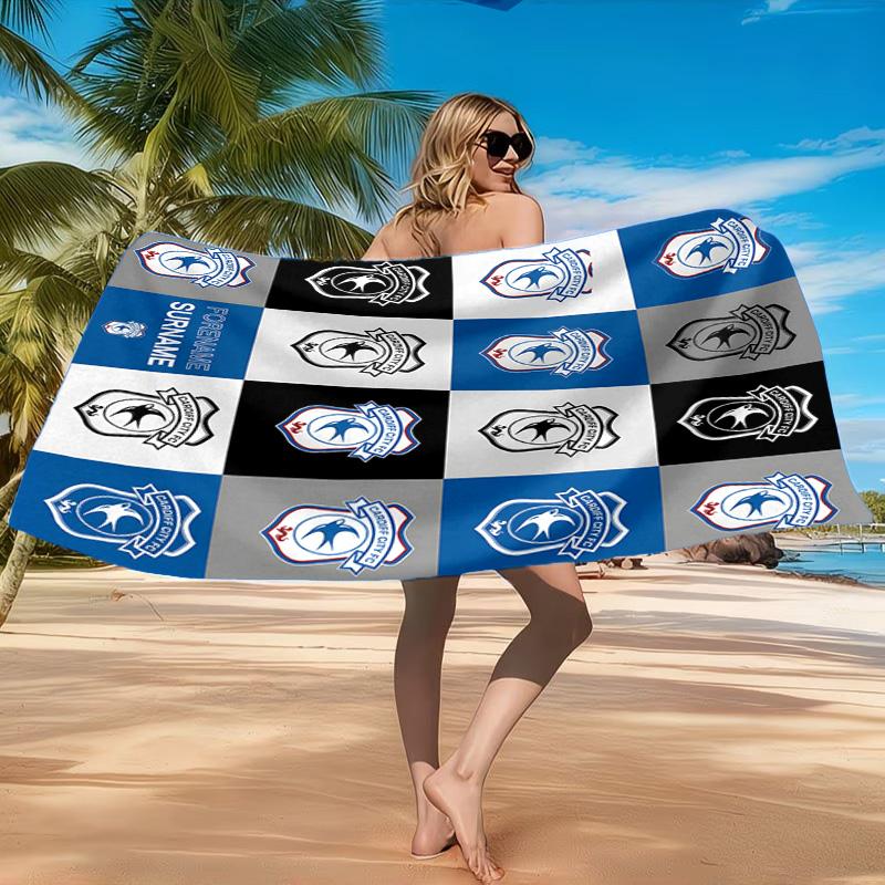 Card-iff Fc Crest Printed Microfiber Beach Towel, Soft And Absorbent, Quick-Dry, Ideal for Summer Travel, Beach Essential, Swimming Pool
