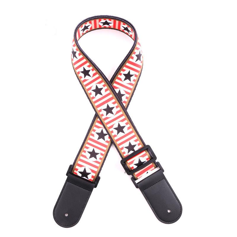 Регулируемый кожаный и тканевый гитарный ремень в этническом стиле с различными узорами для акустических и бас-гитар