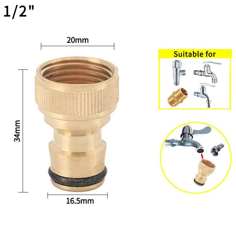Thread Tap Quick Connector Brass 1/2" 3/4“ 1" Male Female Copper Hose Coupling Adapter Garden Tubing Repair Watering Gun System