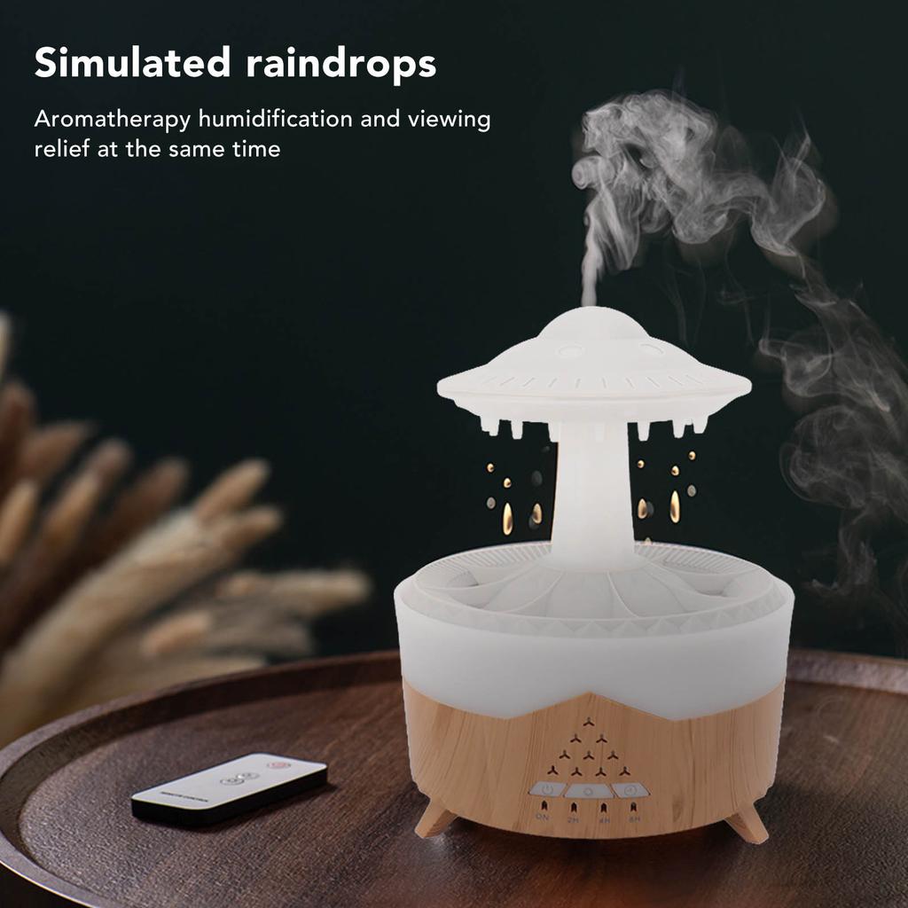 Rain Cloud Humidifier Water Drop Mushroom Humidifier, Automatic Off Aromatherapy Essential Oil Mushroom Diffuser, Suitable for Home Bedroom