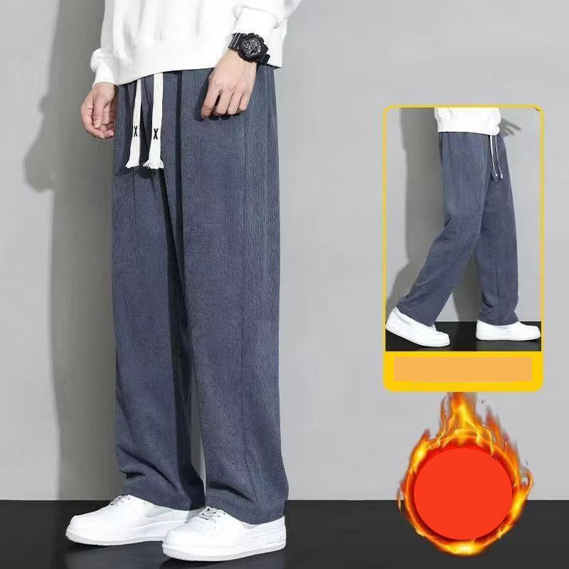 Winter Aoli Velvet Fabric Fleece Warm Casual Pants Men Work Fashion Thick Korea Flocking Joggers Cargo Trousers Male