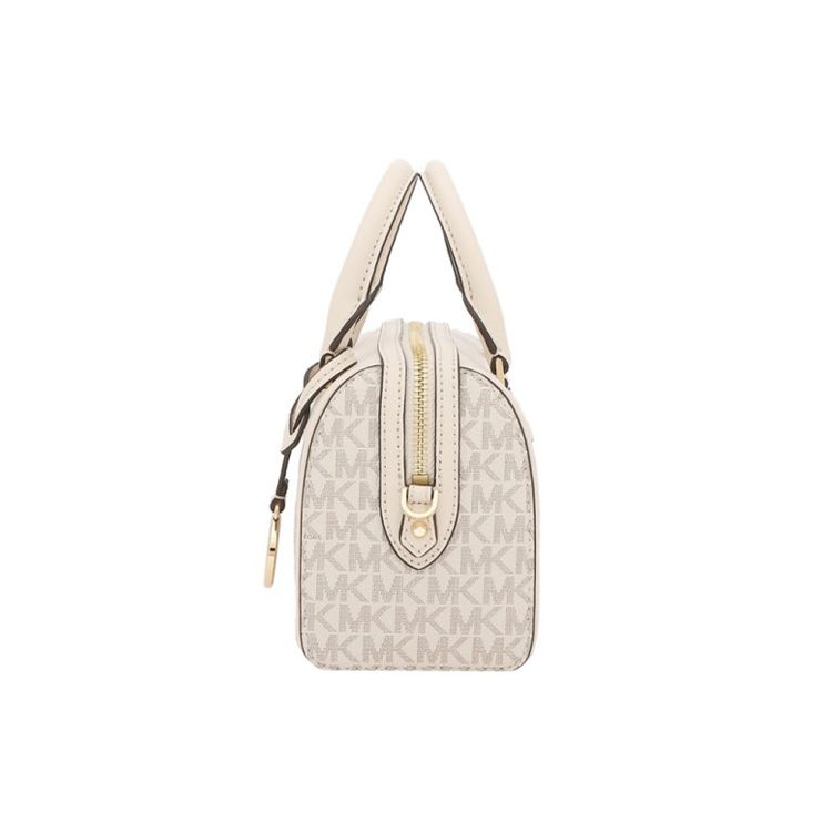 Michael Kors Classic Monogram Print Commuter Fashion Logo Coated Canvas Boston Bag Crossbody Handbag Women handbag White 35S2GTFC0B-LT-CRM-MULTI
