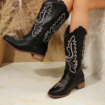 Модная женская обувь, новые высококачественные ковбойские сапоги до середины голени, женские винтажные кантри-концертные сапоги в стиле вестерн для женщин, Botas De Mujer