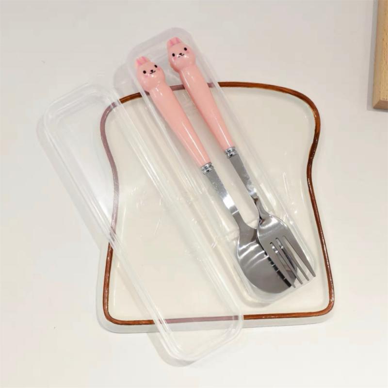 Ложка белая, удобная для переноски, симпатичное украшение, в коробке для удобного хранения, нержавеющая сталь, принадлежности для общественного питания, вилка, набор столовых приборов