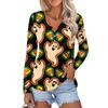 Women's Casual Fashion Sexy Comfort Halloween Printed V-Neck Button Long Sleeve