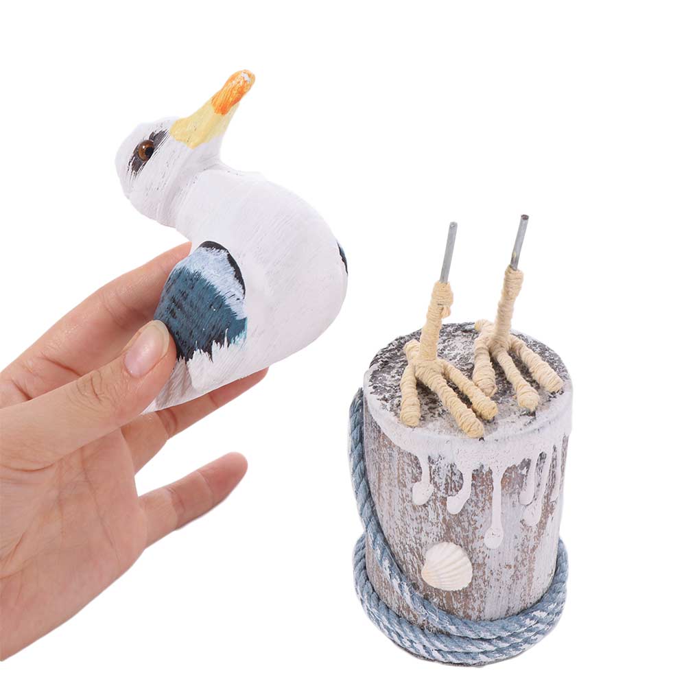 Mediterranean Style Wooden Seagull Craft Vintage Seagull Model Durable Seabird Ornament Nursery
