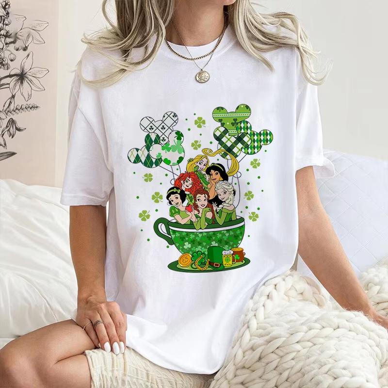 Princess Happy St Patrick Day Summer TShirt Girls Kids Family Mother Daughter Casual Loose Oversized Women Short Sleeve