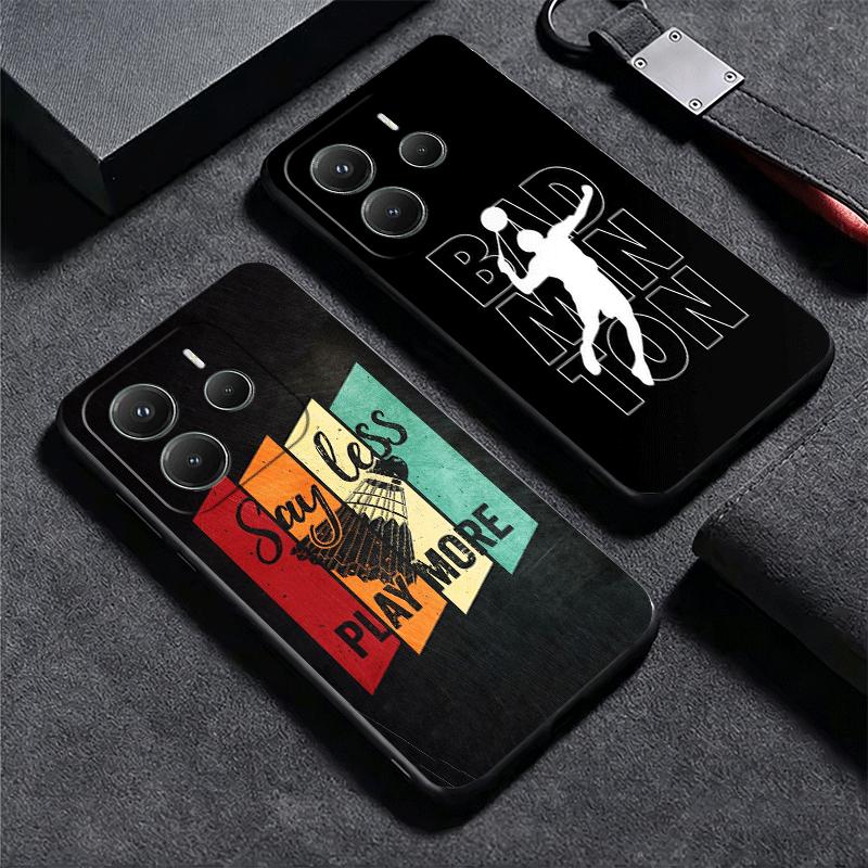 Badminton Sport Soft Phone Case for Xiaomi Redmi Note 12 13 14 15 Pro Plus 11 12S 11S 11T 10 4G Black Cover Back Shell