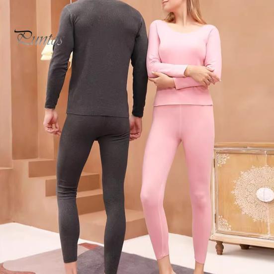 Комплект из 2 предметов, зимний женский термобелье, бесшовный, с круглым вырезом, с длинным рукавом, теплый, облегающий, высокоэластичный, для холодной погоды, пижамный комплект, домашняя одежда, одежда для сна