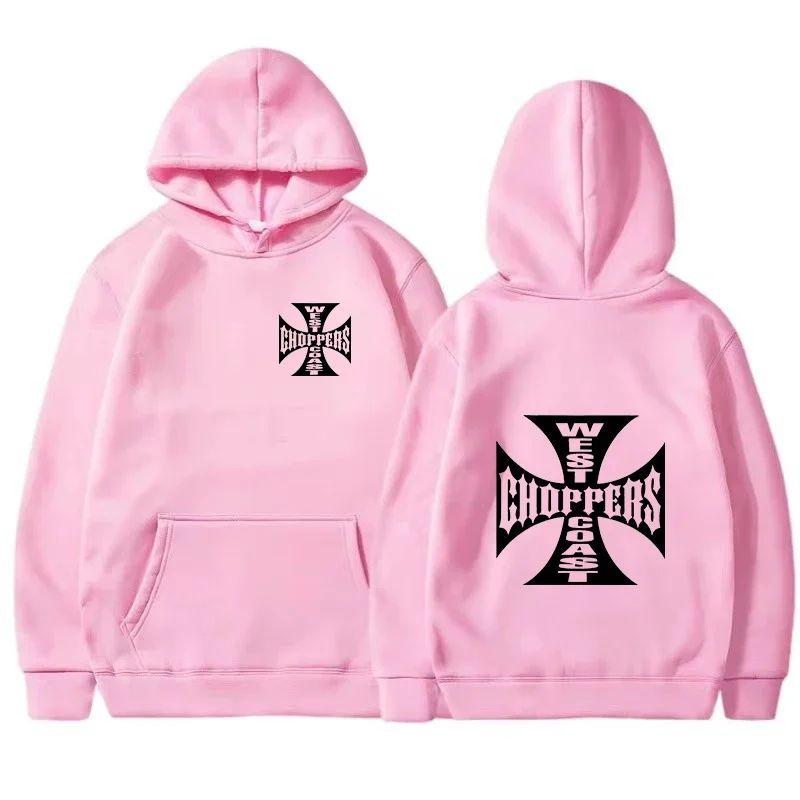 Мужские и Женские Хлопковые Толстовки Плюс Флис West Coast Choppers Логотип Железного Креста Худи Осень и Зима Уличная Повседневная Одежда