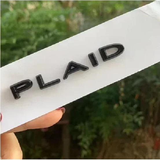 PLAID for Tesla Model 3 S X Y Car Decals ABS Zinc Alloy Plaid Stickers Badge Version Performance Trunk Emblem Decoration