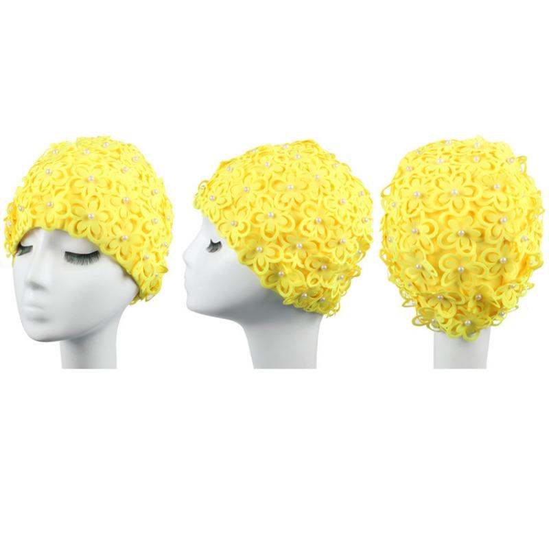 Шапочка для плавания женская Жемчужная Трехмерный Лепесток Модная Увеличенная Спа Плавательная Женская Шапочка для плавания Дышащая Не сдавливающая голову Шапочка для плавания для длинных волос