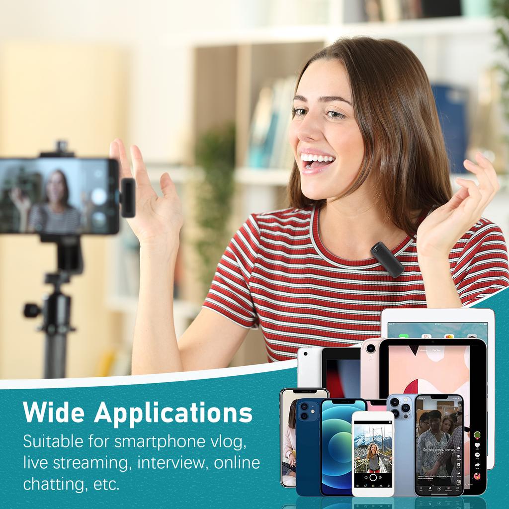 Портативная беспроводная микрофонная система OneTriggerTwo с 1 приемником и 2 микрофонами-клипонами, 20 м