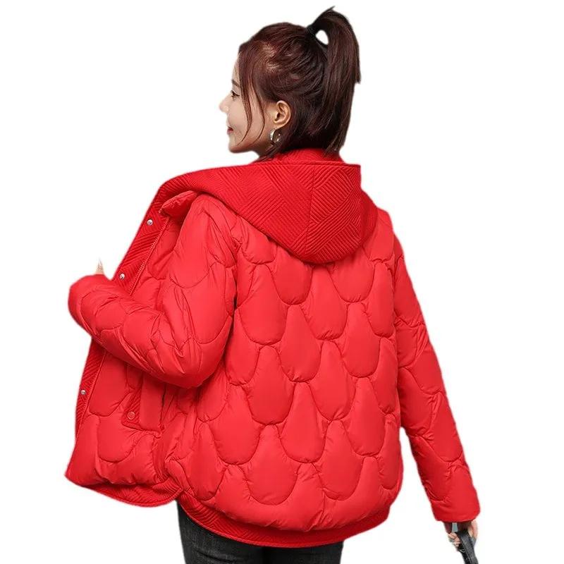 Женская зимняя вязаная толстовка с капюшоном, удобная и теплая одежда, короткая повседневная утолщенная одежда в стиле "хлеб"