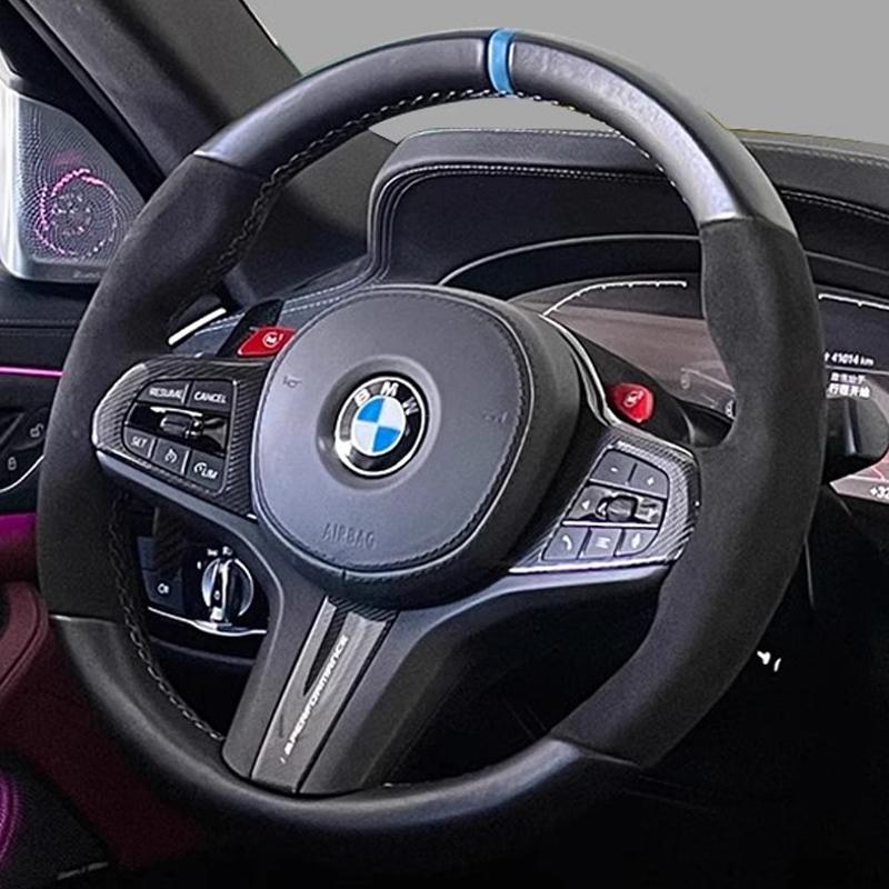100% for BMW M Sport G20 G21 F40 F44 G22 G23 G30 G31 G32 G11 Hand Stitched black Genuine Leather suede Car Steering Wheel Cover