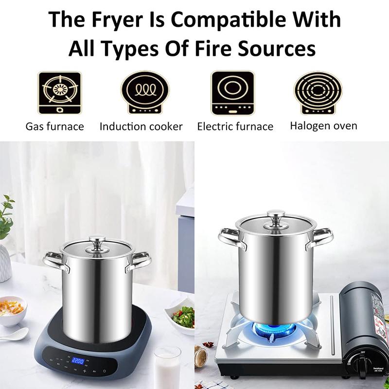 3L Deep Fryer Pot Small Stainless Steel Deep Frying Pot Fish Pot Japanese Tempura Fry Pot for Kitchen French Fries Chicken