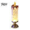Decorative Table Centerpiece Christmas LED Candle Lamp, Glimmering Glitter Glow Lantern with Battery Operated Night Light Simulated Flame, Holiday