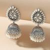 Vintage Waterdrop Design Inlaid Simulation Pearls Beads Rhinestone Indian Earrings for Women Ethnic Boho Carved Bell Jewelry