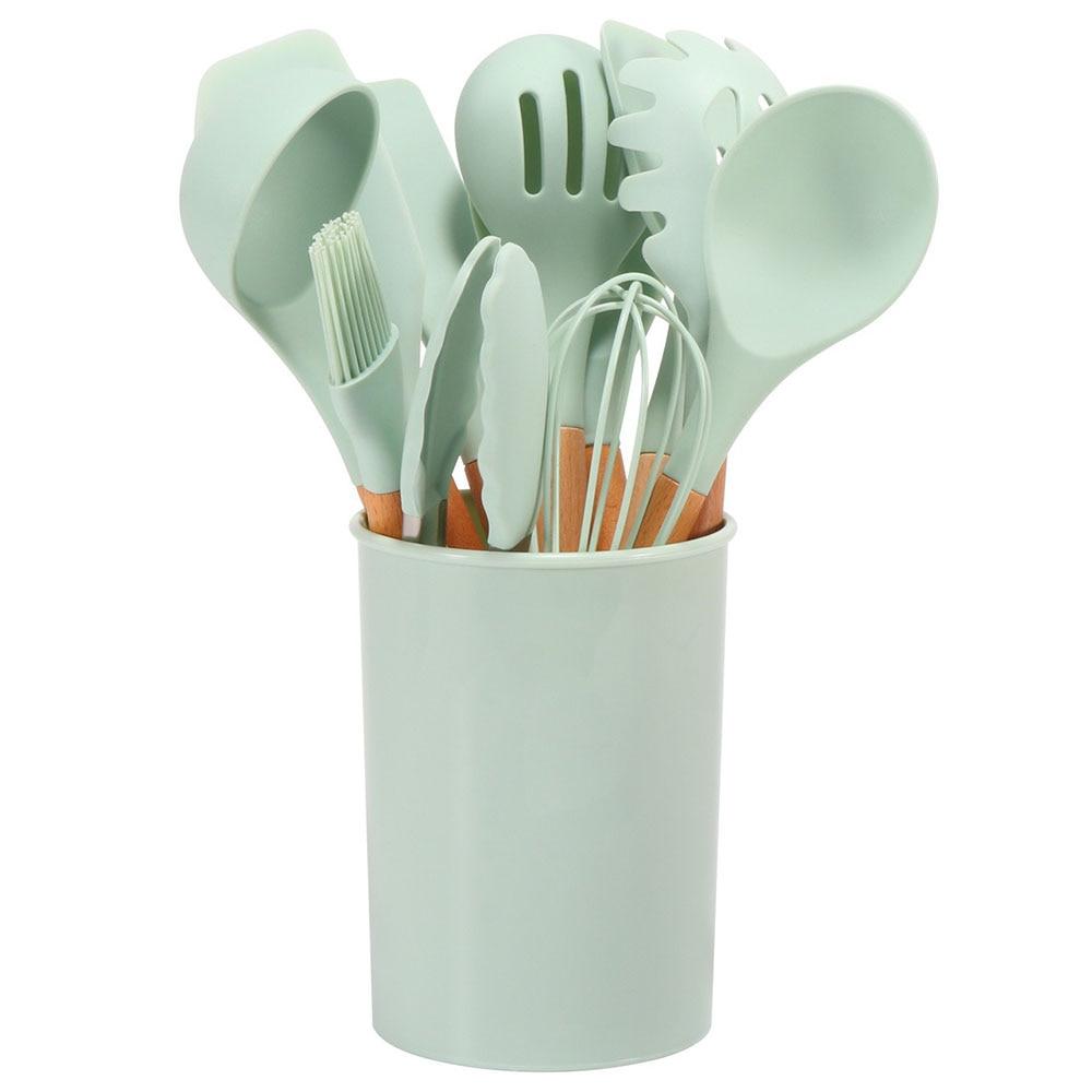 Silicone Kitchenware Non-stick Cookware Cooking Tool Spatula Ladle Egg Beaters Shovel Spoon Soup Kitchen Cookware Utensils Set