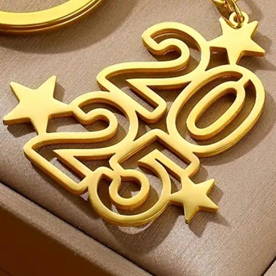 Титановый стальной брелок 2025 номер звезда шарм изысканный брелок для ключей сумка кулон