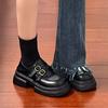 College Style Lefu Platform-soled Small Leather Shoes Women's 2025 New Autumn Skirt Japanese Black Versatile Thick-heeled Single Shoes