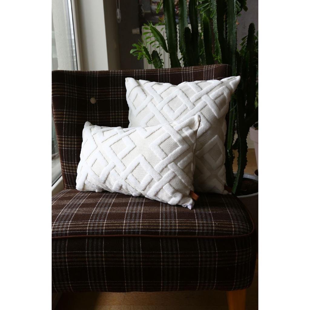 Bohemian Special Design Punch Pattern Decorative Throw Pillow Cover Mila Ecru