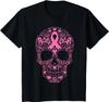 Сахарный череп с розовой лентой Calavera Футболка с информацией о раке молочной железы Короткая повседневная футболка Four Seasons Футболки с рисунком Футболки