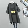 Свободная и тонкая футболка большого размера с короткими рукавами, женская нижняя рубашка средней длины, летний топ для похудения