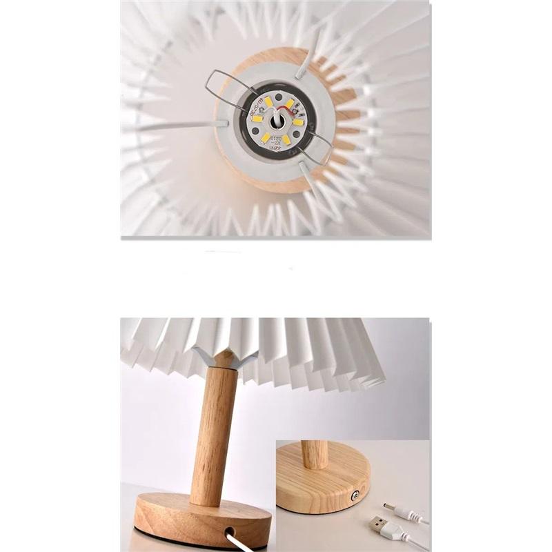 Винтажный плиссированный пульт дистанционного управления ночник скандинавский спальня настольная лампа в форме зонтика прикроватная лампа креативный подарок для домашнего декора