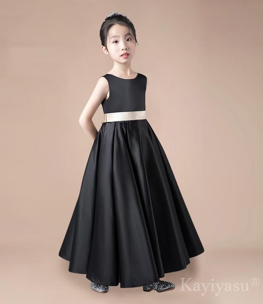 Kayiyasu Длинное атласное платье для Идеально для фортепиано Официальное Стройнящее Детское платье, V-образный вырез Девочки, Концерты, Свадьбы, Случаи, Без рукавов, Элегантное,