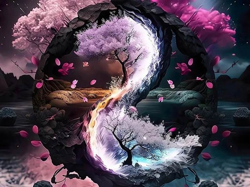 Diamond Painting New Collection 2024 Tai Chi Scenery Diy Full Square Round Drill Rhinestone Embroidery Yin Yang Sakura Tree Mosaic Cross Stitch Kits